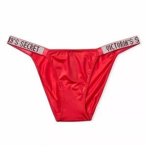 Victoria Secret -Shine Strap Rhinestone Bling logo Panty (Red)-S